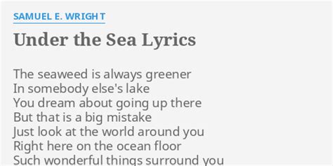 Traducci&243;n de la letra de Under the Sea - From "The Little Mermaid" Soundtrack Version de Samuel E. . Samuel e wright under the sea lyrics